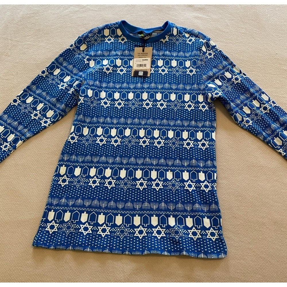 Chubbies NWT The Funukkah Hanukkah Waffle Pajama Shirt Sleep Men's size Medium